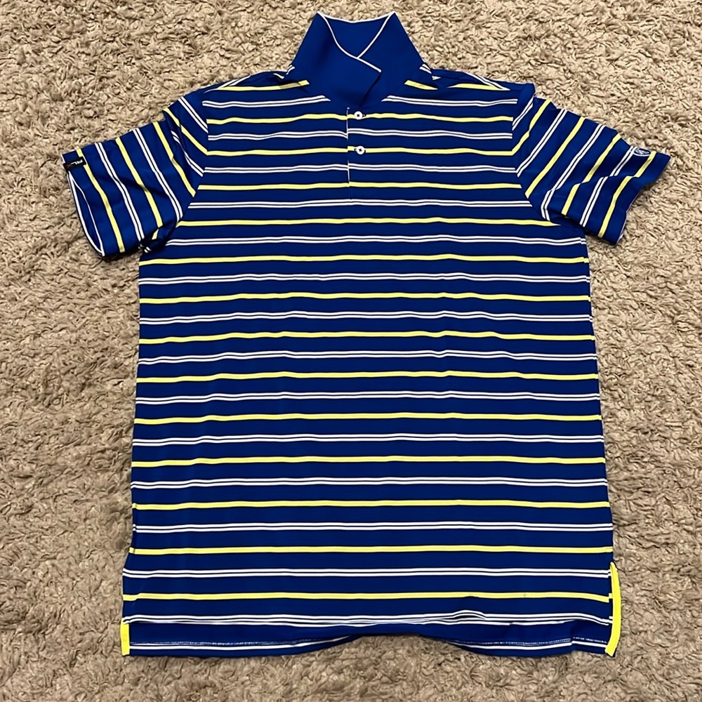Men's RLX Ralph Lauren Golf Performance Polo Stripe Shirt Large
